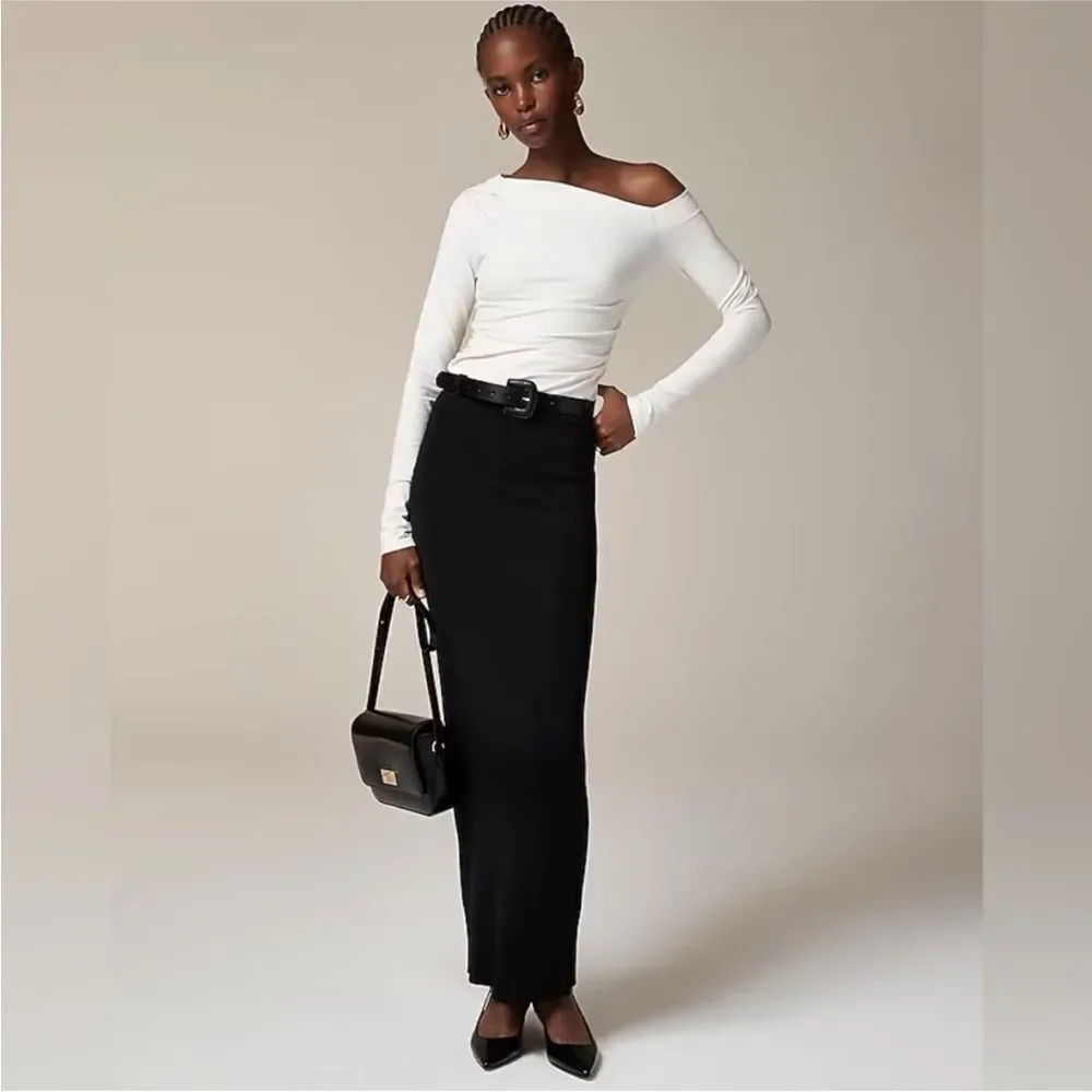 NWT J CREW Asymmetrical off-the-shoulder top in stretch cotton blend
